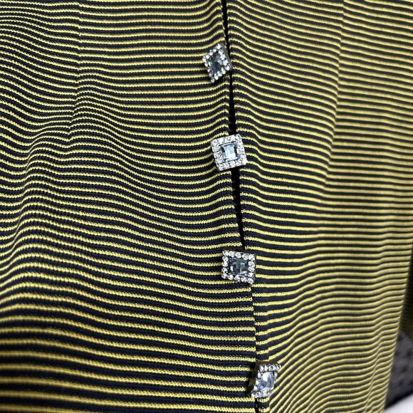 Exclusively Misook Womens Button Up Career Sweater Jacket Striped Green Size XS - Picture 6 of 9